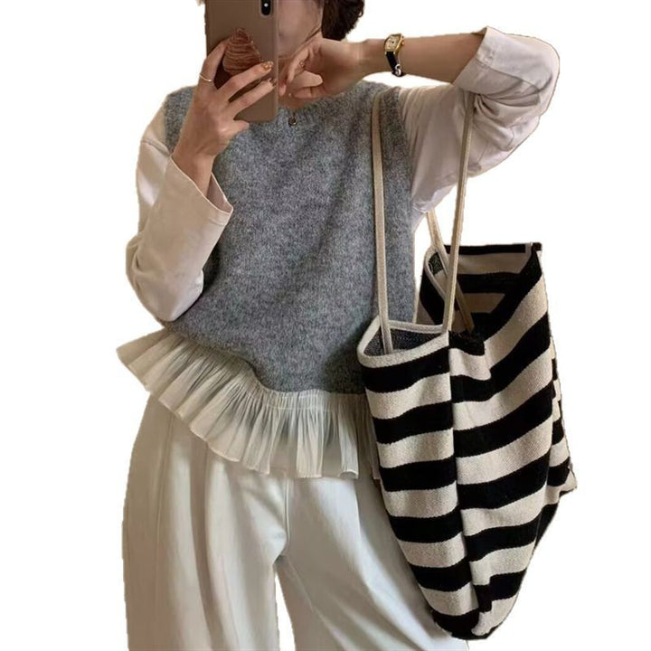 Femmes Pull Moderne à Superposer avec Ourlet Volant Chic & Stil