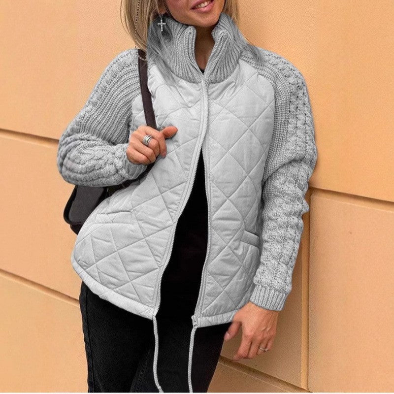 Lady quilted jacket with knitted sleeves Lune London