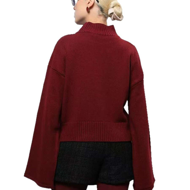 Ladies elegant oversized sweater with a loose fit and high collar Lune London