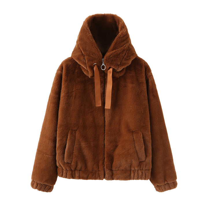 Women’s plush jacket with high collar Lune London