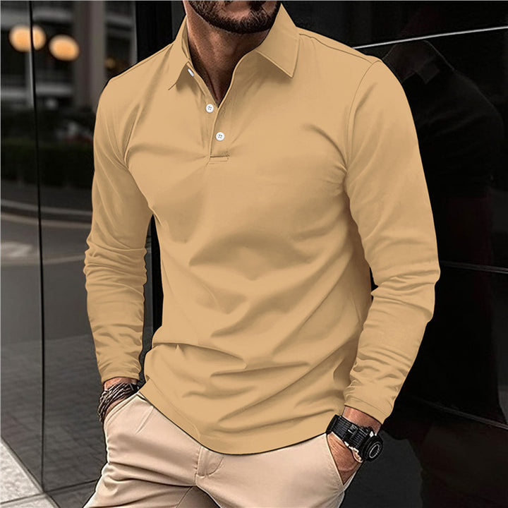 Men's Long Sleeve Polo with Modern Collar and High Quality Cotton Lune London