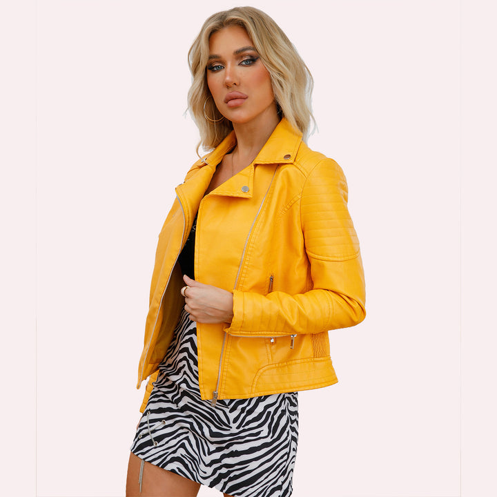 Women's biker jacket with trendy quilted details and an asymmetrical zipper Lune London