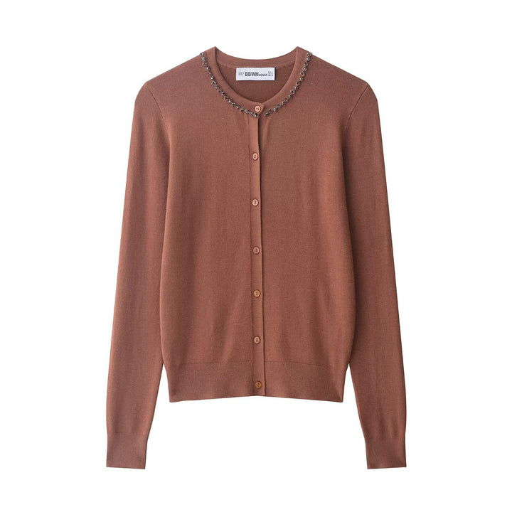 Cardigan tricoté à la mode pour femmes avec embellissement en perles élégantes Chic & Stil
