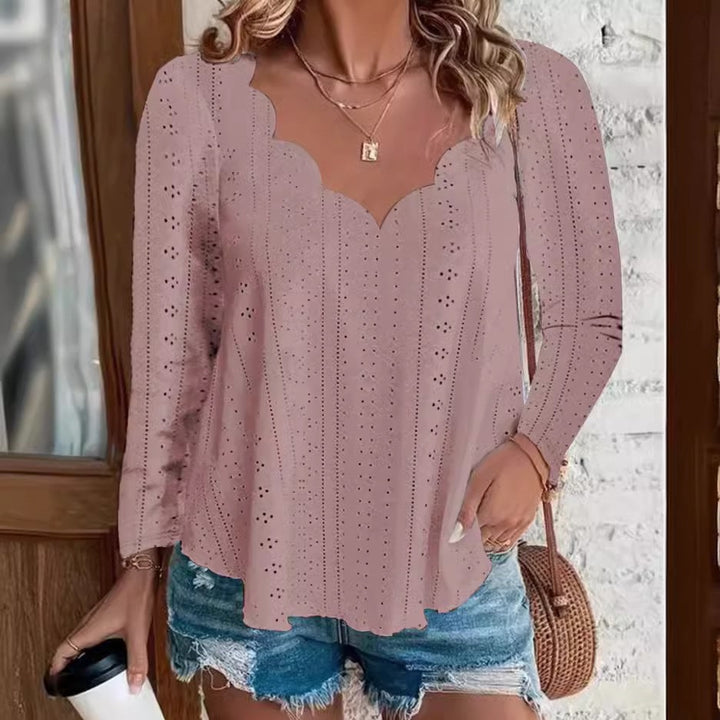 Light blouse for women with a modern airy pattern and an elegant neckline Lune London
