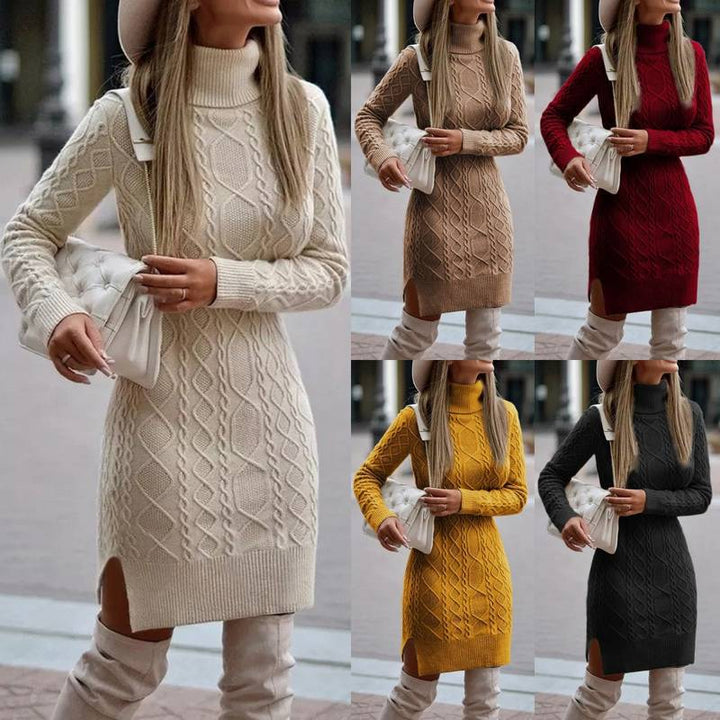 Lune London Women's Knit Dress with Turtleneck