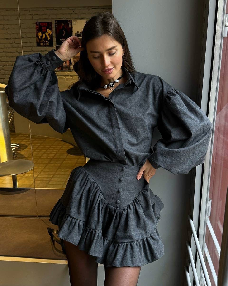Lune London checkered shirt and skirt set for women