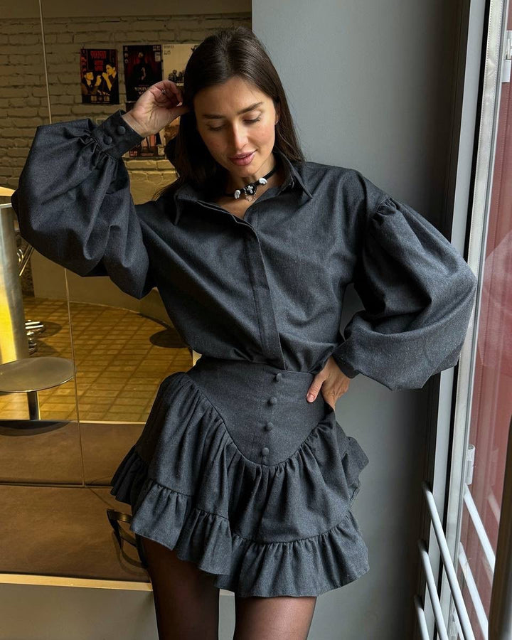 Lune London checkered shirt and skirt set for women