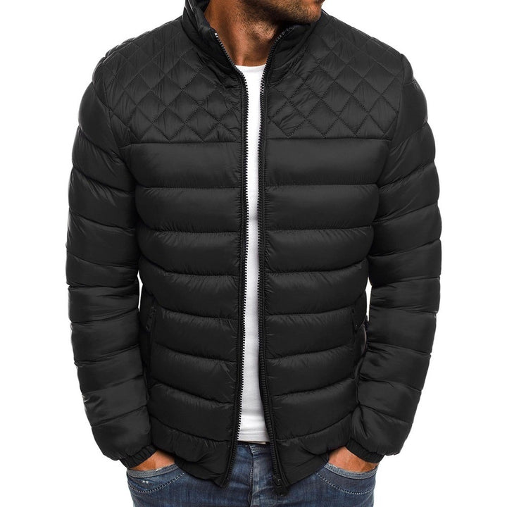 Men's winter quilted jacket with high collar and side zip pockets Lune London