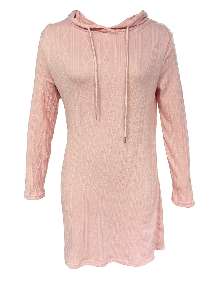 Hooded dress for women with textured knitted pattern and relaxed fit Lune London