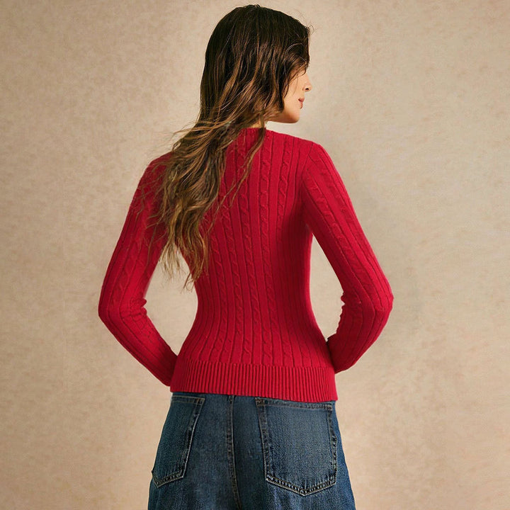 Pull en tricot pour femmes avec décolleté en V et motif en côtes Chic & Stil
