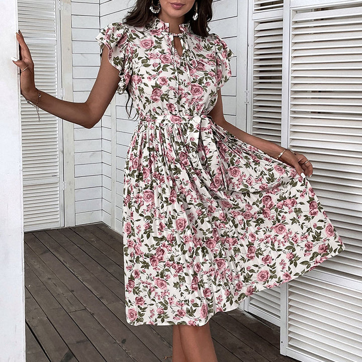 Elegant floral wrap dress for women with adjustable waist Lune London