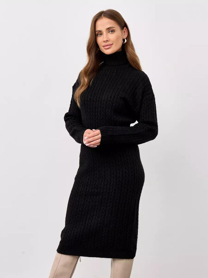 Pull à col roulé en tricot épais pour femmes avec un motif en câble moderne et une coupe décontractée Chic & Stil