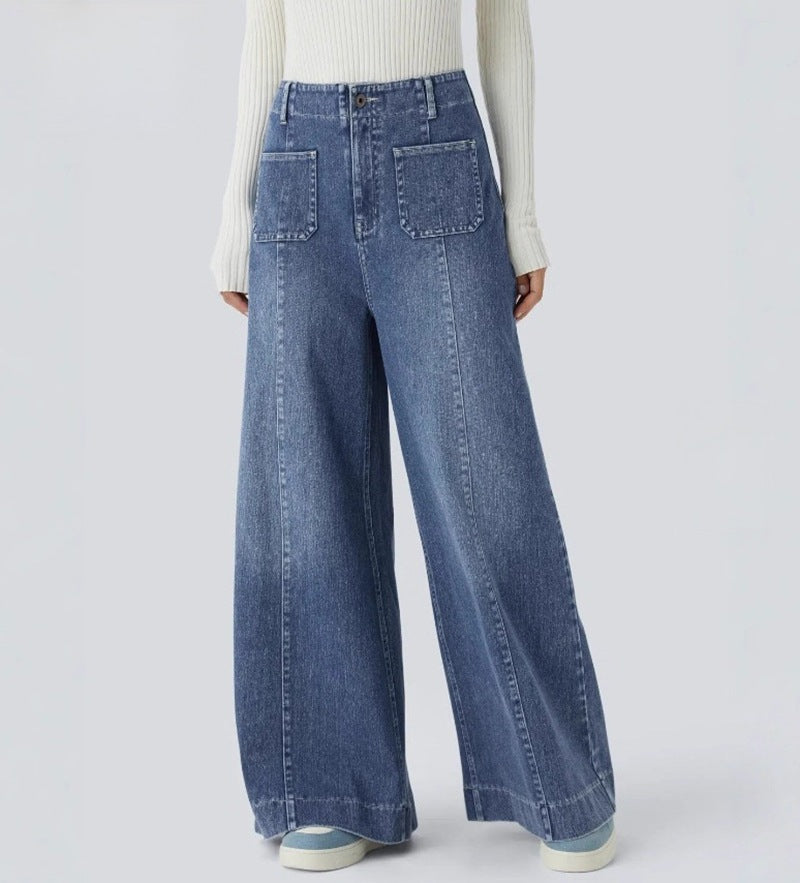 Jean large femme avec poches haute Chic & Stil