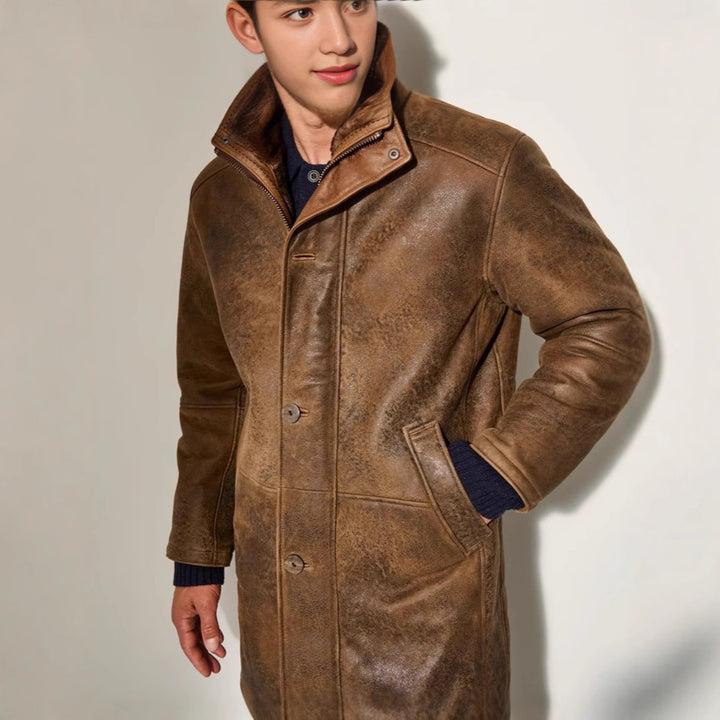 Long premium sheepskin coat for men Lune London