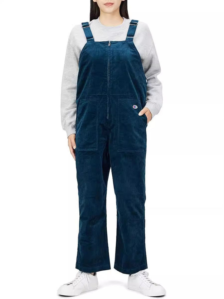 Ladies Casual Corduroy Overalls with Practical Pockets Lune London