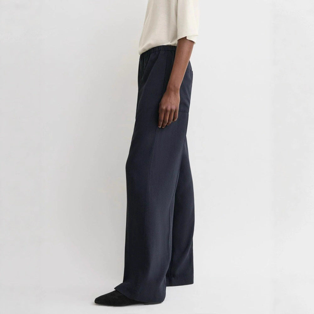 Pantalons en chiffon à coupe large pour femmes avec taille élastique Chic & Stil