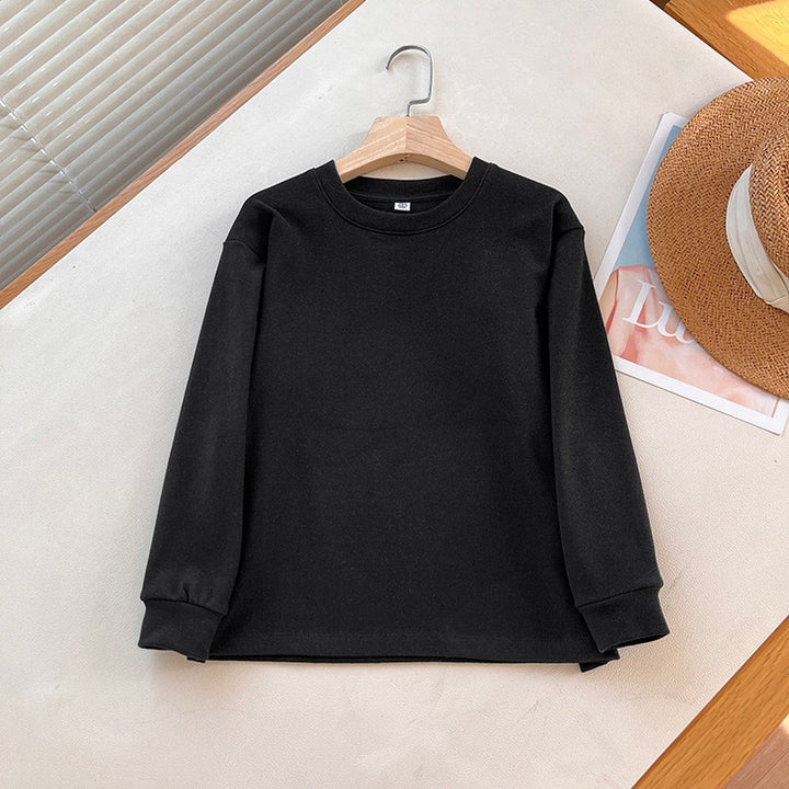 Chemise longue à manches longues confortable pour femme avec col rond