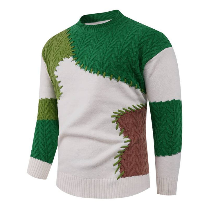 Fashionable knit sweater for men with a creative patchwork design Lune London
