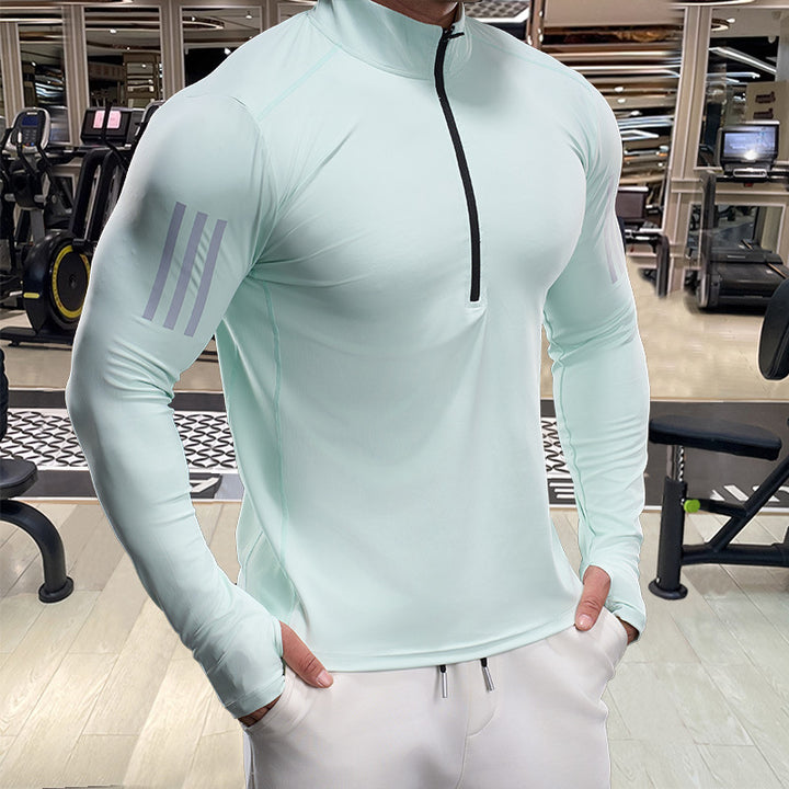 Men's Breathable Fitness Top with Short Zip Lune London