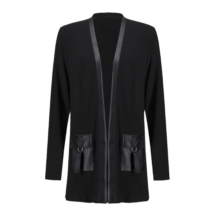 Manteau long décontracté pour femmes avec poches pratiques et finitions en cuir vegan Chic & Stil