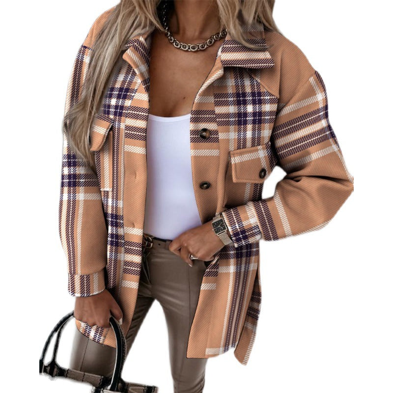 Oversized plaid jacket for women with pockets Lune London