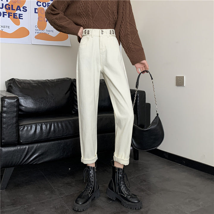 Pantalons chino taille haute pour femmes avec poches latérales