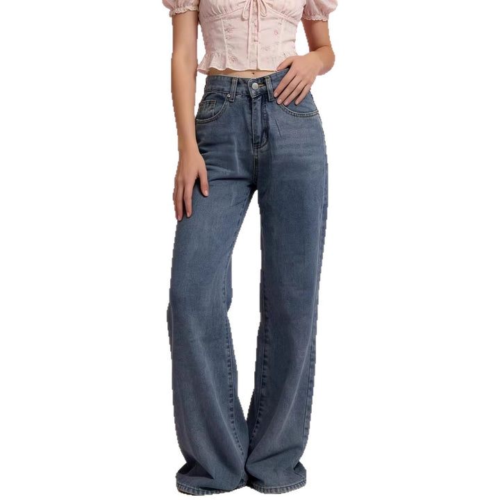 Women's Wide High-Waist Jeans with Special Stitching Details Lune London