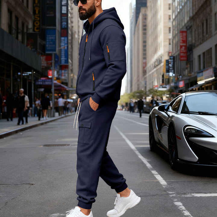 Men's stylish two-piece jogging set with hood and practical pockets Lune London