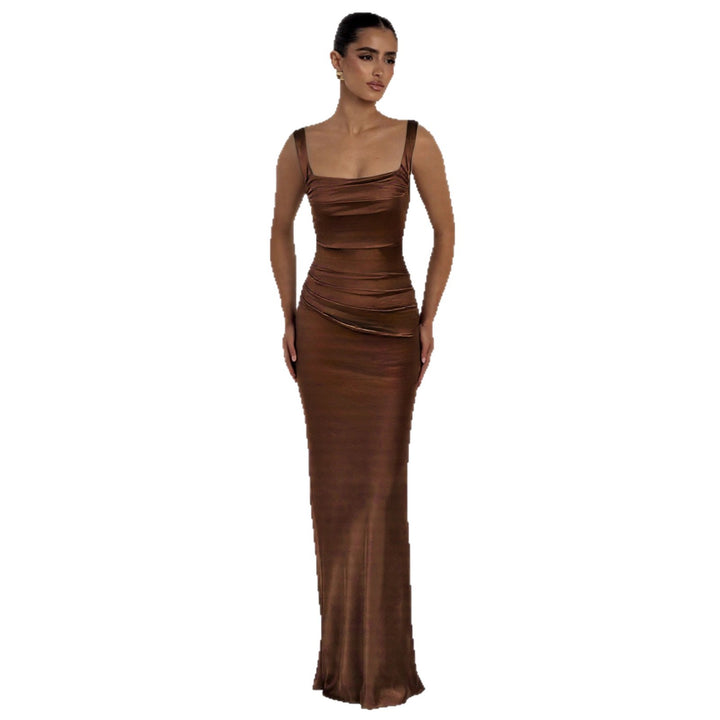 Women's Elegant Satin Maxi Dress with Figure-Flattering Design Lune London