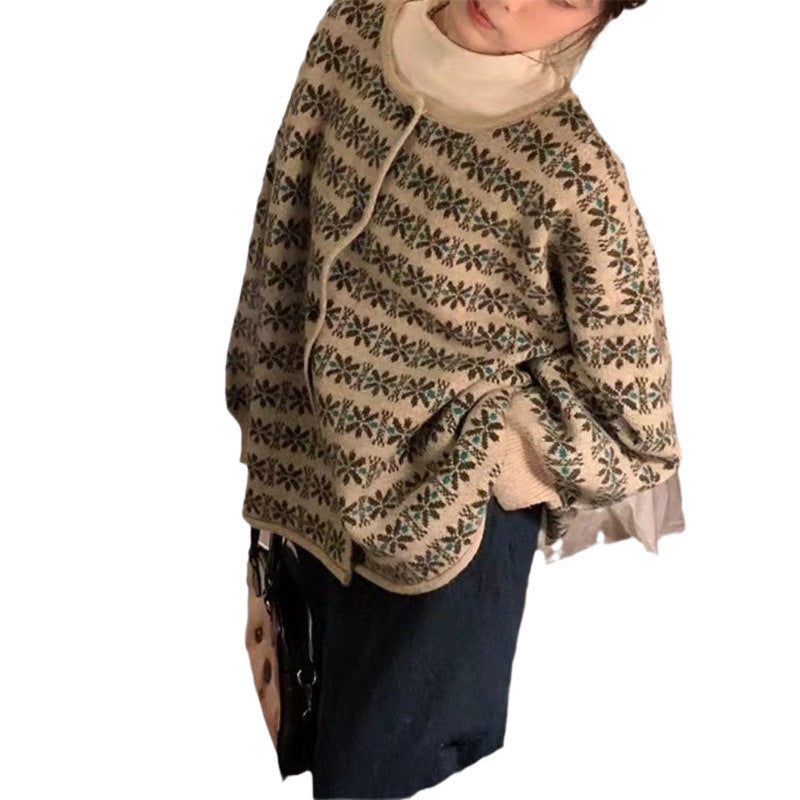 Knit sweater for women with floral jacquard patterns and comfortable fit Lune London