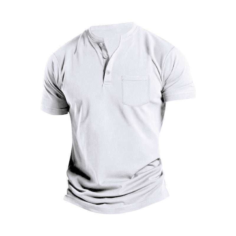 Men's Short Sleeve Henley T-Shirt with Practical Button Detail Lune London