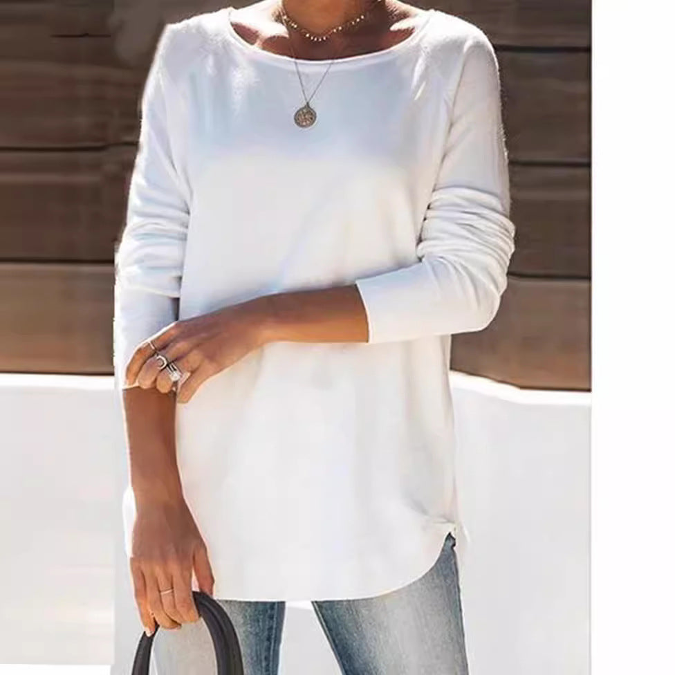 Ladies comfortable long sleeve t-shirt with a large neck Lune London