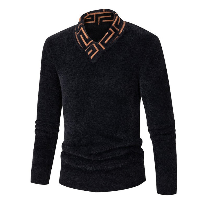 Fashionable men's sweater with an elegant high collar and a textured design Lune London
