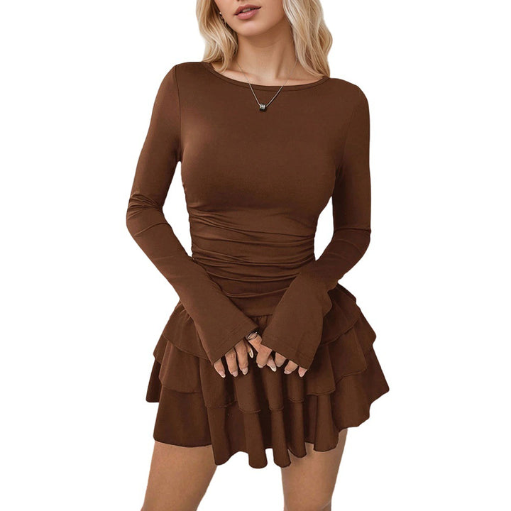 Robe à volants pour femmes avec manches longues et design simple Chic & Stil