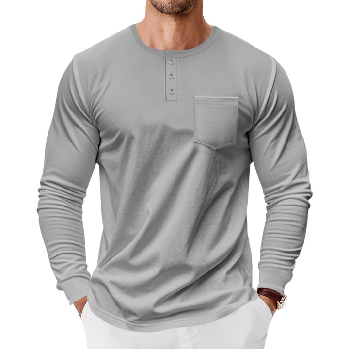 Men's long sleeve Henley shirt with trendy cut and practical chest pocket Lune London