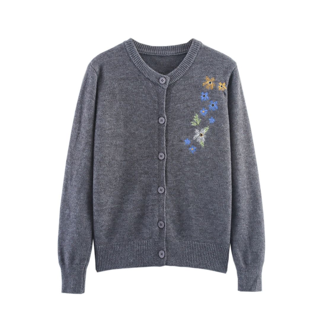 Knitted jacket for women with floral embroidery Lune London