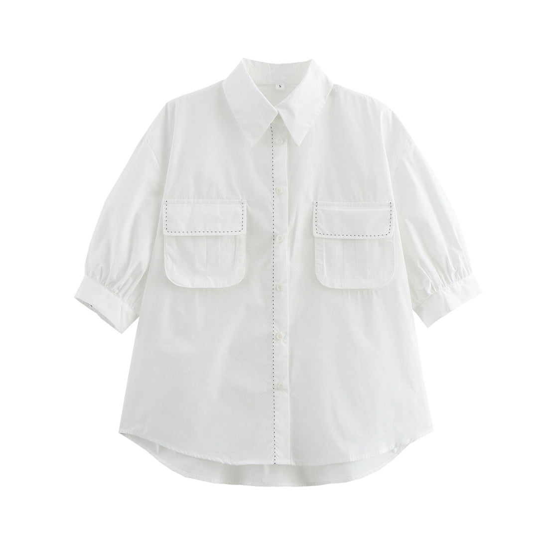 Women's shirt with a casual cut and practical chest pockets Lune London
