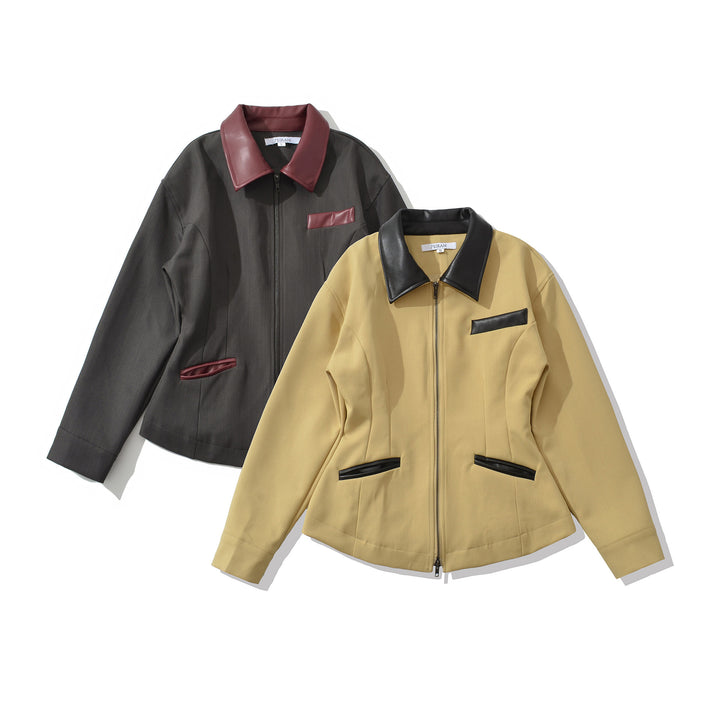 Lune London Women's Fashion Short Jacket with Leather Details
