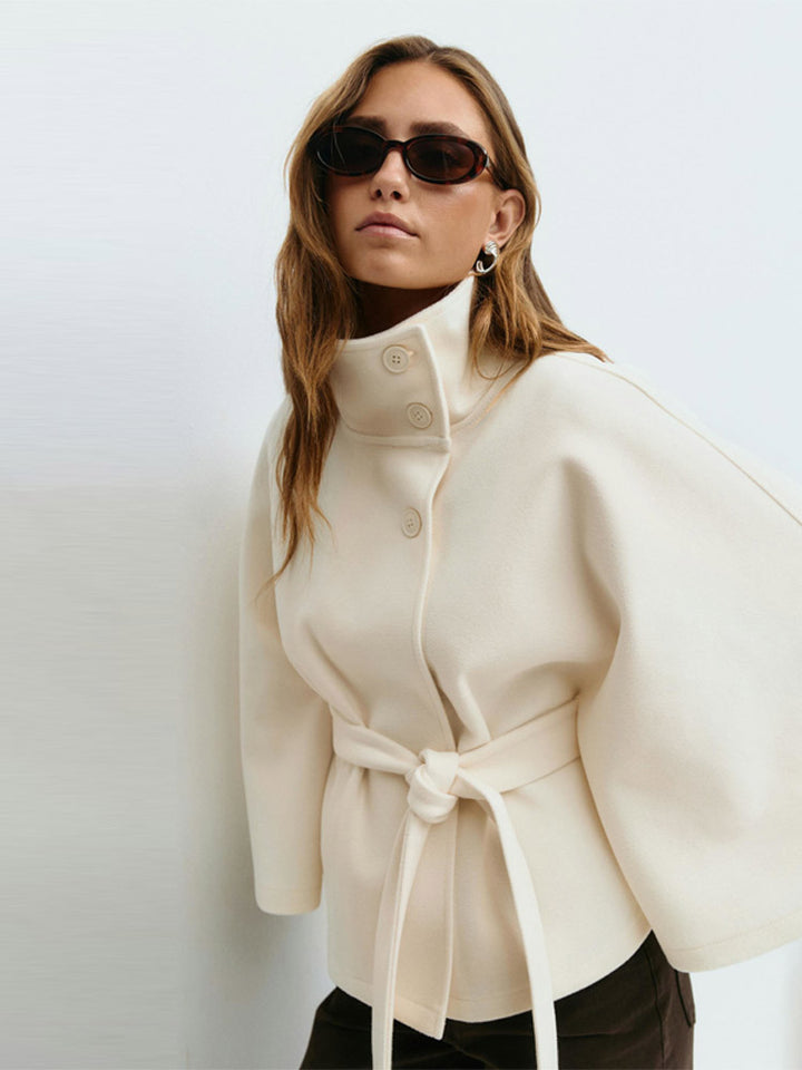 Femme Veste Cape Élégante avec Ceinture Chic & Stil