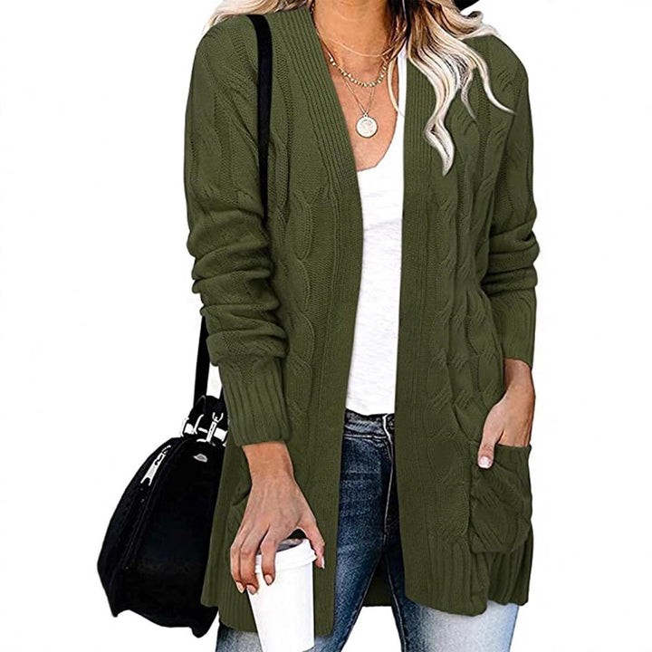 Cardigan femme en élégant motif en cable avec poches ouvertes Chic & Stil