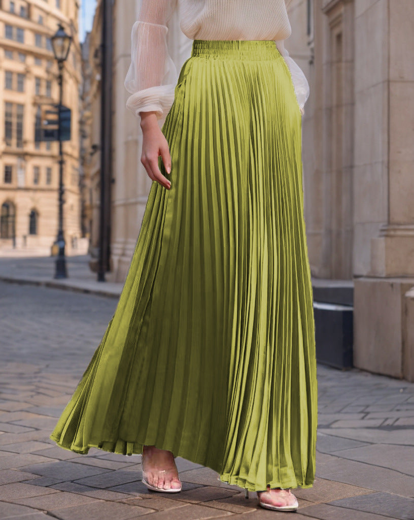 Pleated maxi skirt for women with elastic waist and flowy cut Lune London
