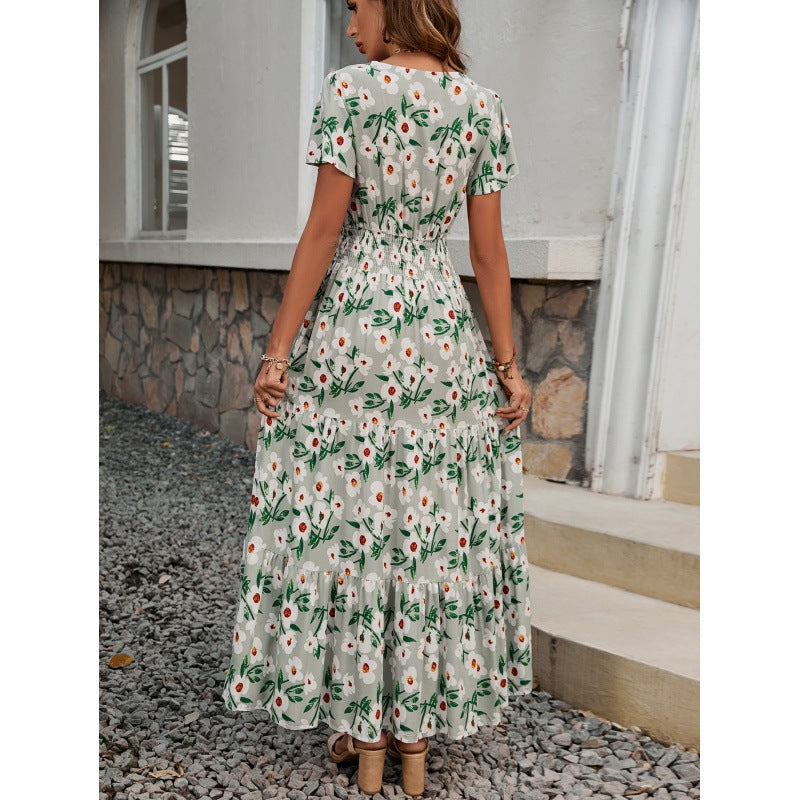 Maxi dress with ruffles for women with floral pattern Lune London
