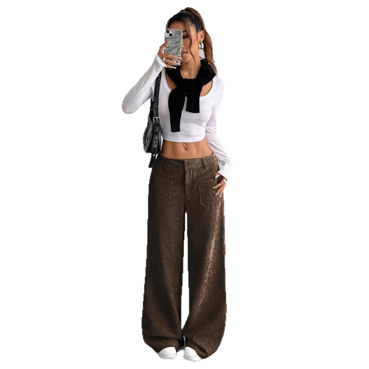 Women Wide-Cut Corduroy Pants with Practical Pockets Lune London