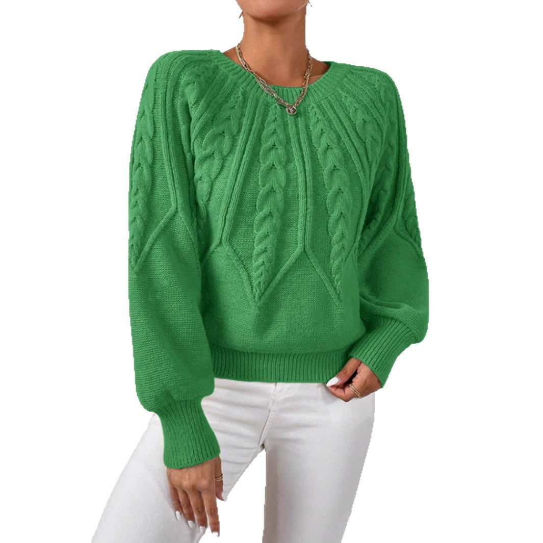 Knit sweater for women with cable pattern and wide sleeves Lune London