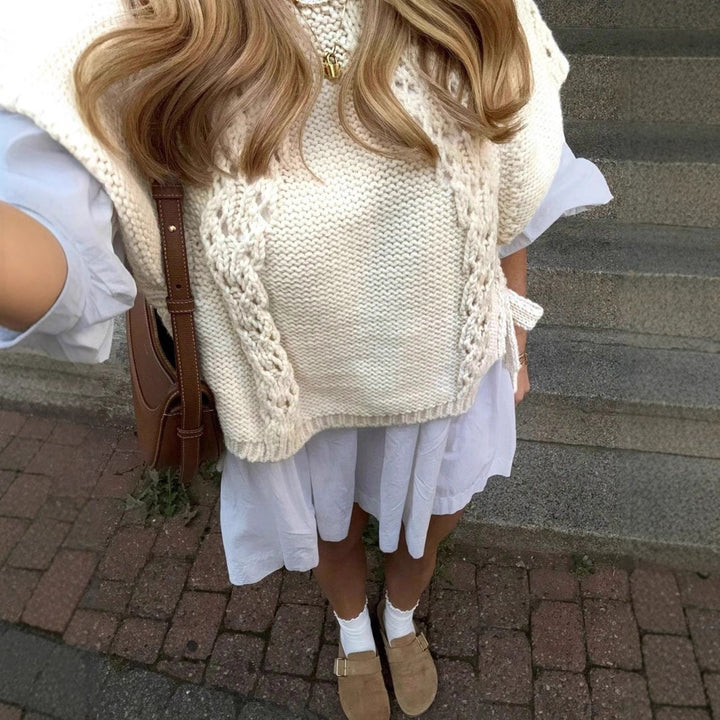Knit sweater for women with modern cable details Lune London