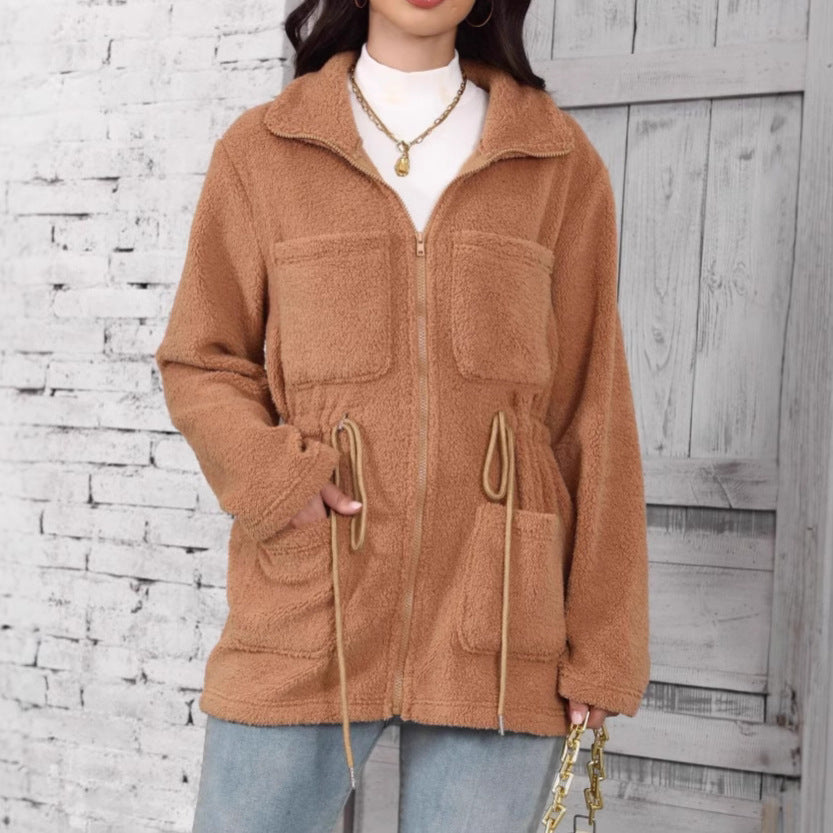 Fleece jacket for women with adjustable waist and practical pockets Lune London