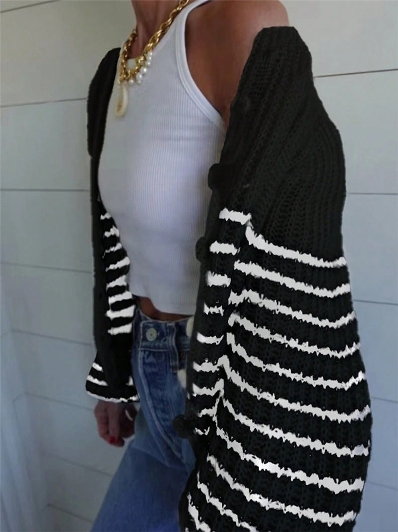 Ladies' striped knit jacket with modern pattern and relaxed fit Lune London