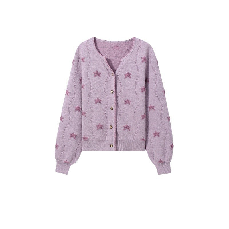Cardigan pour femmes avec motifs d'étoiles et fermeture à boutons Chic & Stil