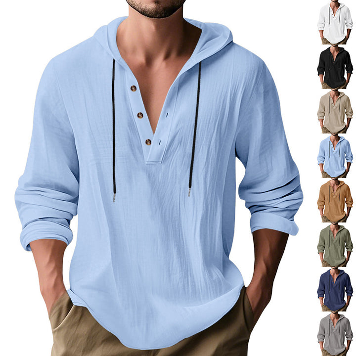 Men's casual hoodie shirt with modern button placket design Lune London