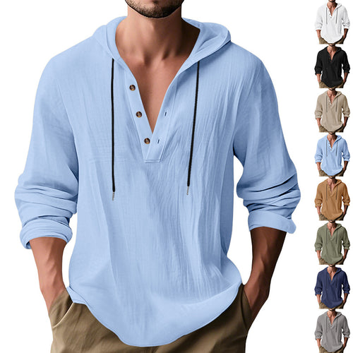 Men's casual hoodie shirt with modern button placket design Lune London